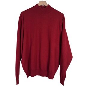 Jos A Bank Signature Collection Red Mock Neck Merino Wool Sweater Mens L maroon